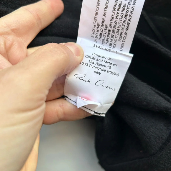 Rick Owens Cashmere Wool Leather Cocoon Coat, size 44 - Picture 9 of 13